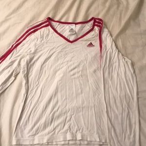 Adidas white cotton 3 stripe long sleeve